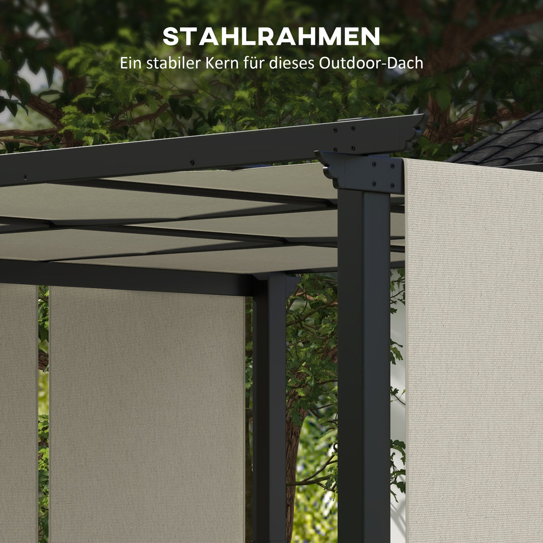 Markise/solsejl. Pergola, vejrbestandig, inklusive monteringsbeslag, 3 x 3,5 m, beige