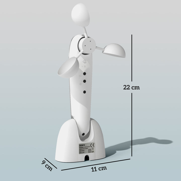 Solsensor elektrisk vindsensor vejrstation udendørs sensor vindmonitor 22 x 11 x 9 cm hvid