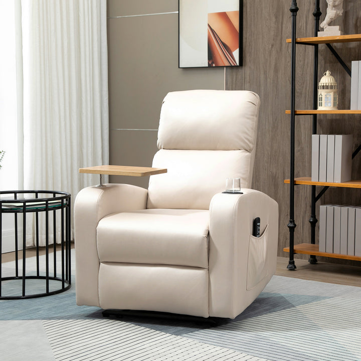 Massagestol med lænestol og klapbord, 77 cm x 93 cm x 105 cm, beige