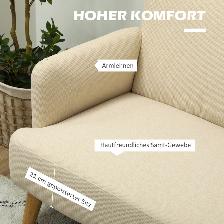 To-personers sofa, kompakt, hudvenligt betræk, op til 240 kg, 130x74x79 cm, cremehvid