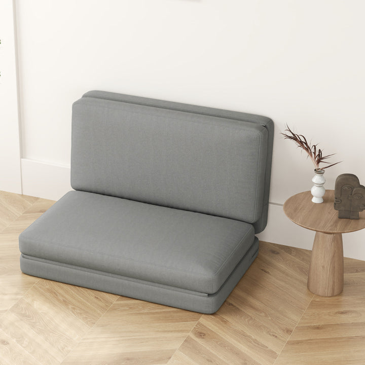 2-I-1 foldbar lænestol med gæstemadras, delbar, 120 cm bred, lysegrå