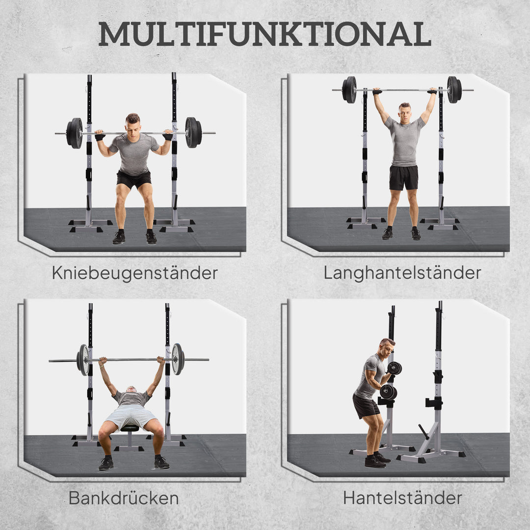 Sæt med 2 håndvægtstativer, 3 niveauer, højdejusterbar, håndvægtstativ i stål, lasteevne op til 200 kg, sølv + sort