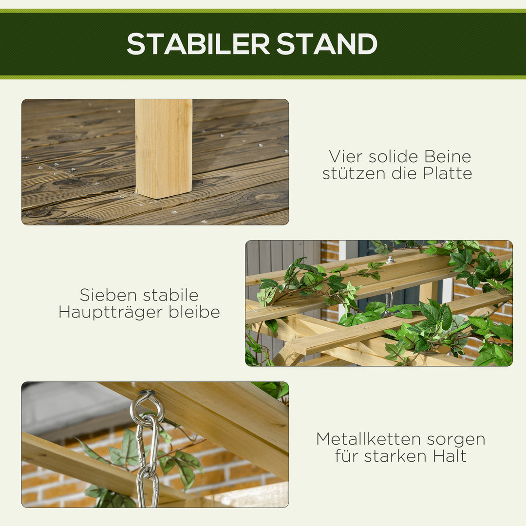 Gyngebænk med pergola, til 2 personer, højdejusterbar, massiv træramme, 2,21 x 1,40 x 1,96 m