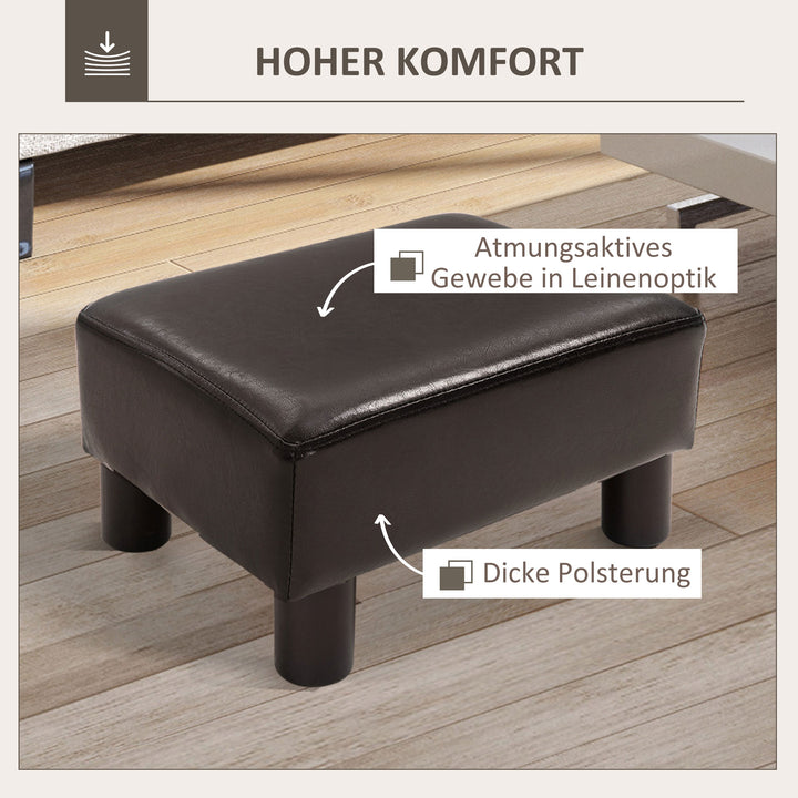 Skammel med betræk i kunstlæderlook, op til 110 kg, kaffe, 40 x 30 x 24 cm