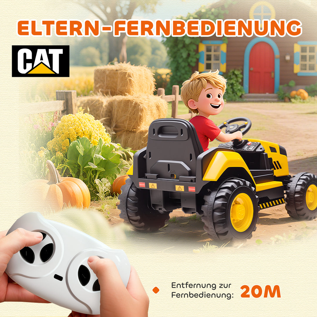 Børnebyggeribil, kørebil til børn, fjernbetjening, manuel styring, Bluetooth + musikfunktion, 3-6 år, plastik, stål, gul