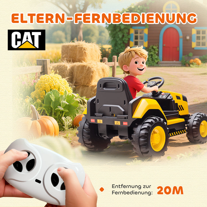 Børnebyggeribil, kørebil til børn, fjernbetjening, manuel styring, Bluetooth + musikfunktion, 3-6 år, plastik, stål, gul