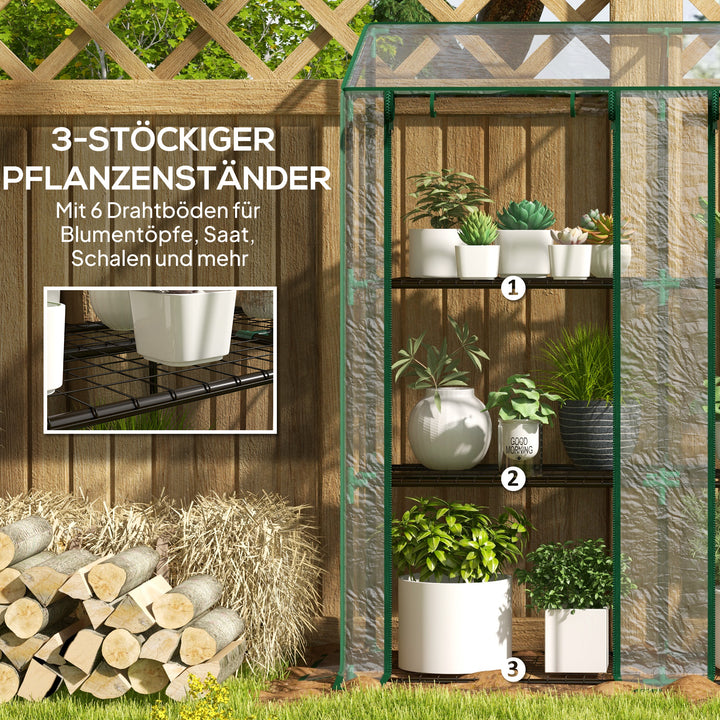 Drivhus, hylder, dobbeltdøre, 143 x 46 x 151 cm, transparent