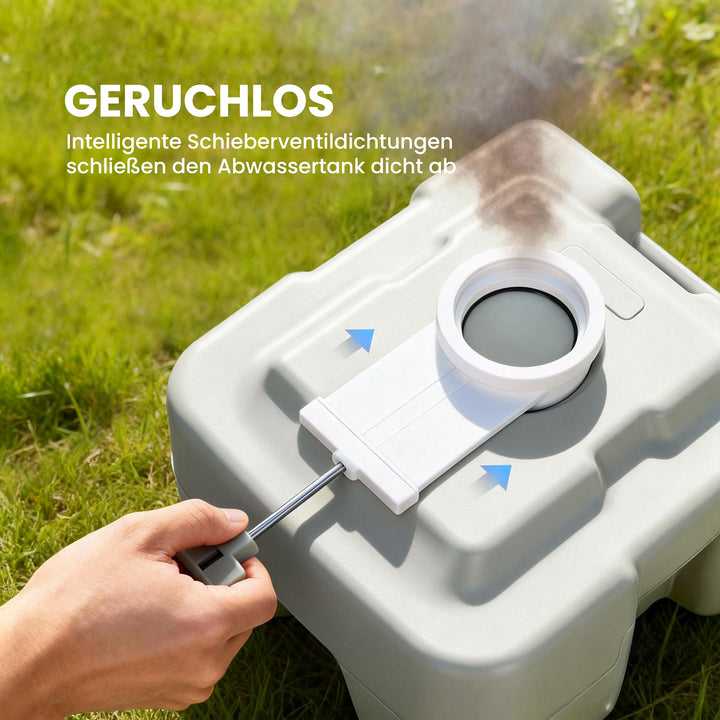 Campingtoilet, rejsetoilet, maks. lasteevne op til 147 kg, 20 l, til camping, vandreture, rejser, fiskeri, 41,5 x 36,5 x 42 cm, grå