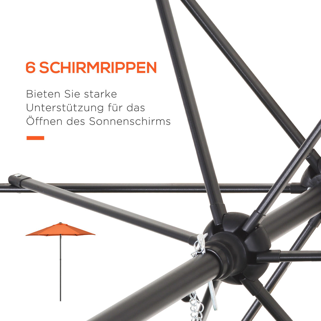 Parasol ø196 cm, sekskantet balkonparasol til strand, balkon, have, orange