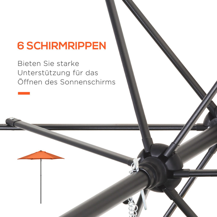 Parasol ø196 cm, sekskantet balkonparasol til strand, balkon, have, orange