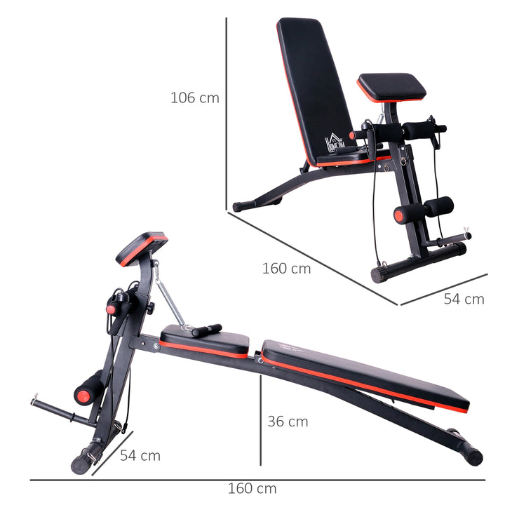 Multifunktionel vægtbænk multigym med fjederbooster træningsbænk vægt op til 120 kg sort 54 x 160 x 106 cm