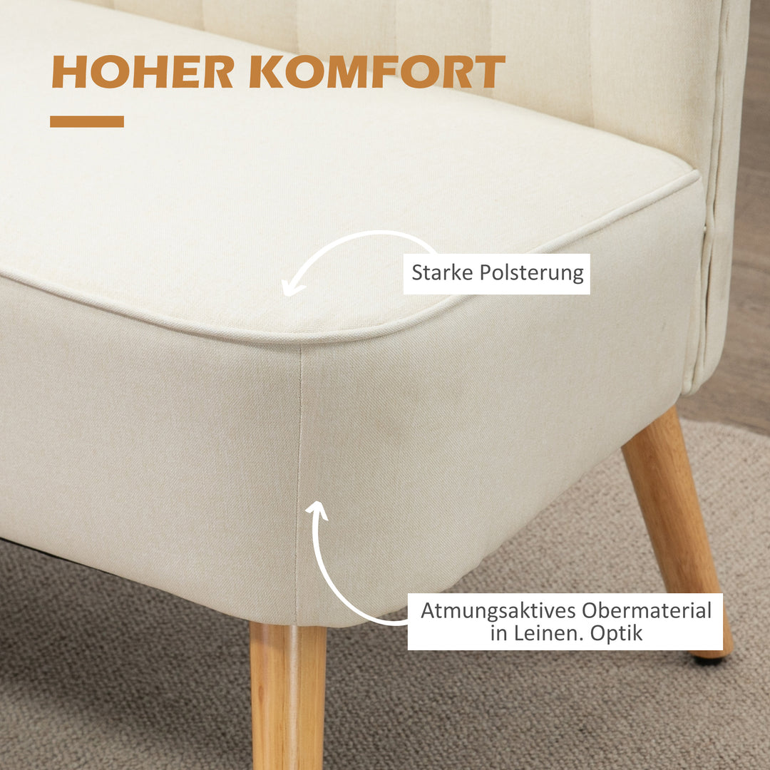 2-Personers sofa, blød polstring, letplejeligt betræk, op til 150 kg, 117 x 56,5 x 77 cm, cremehvid