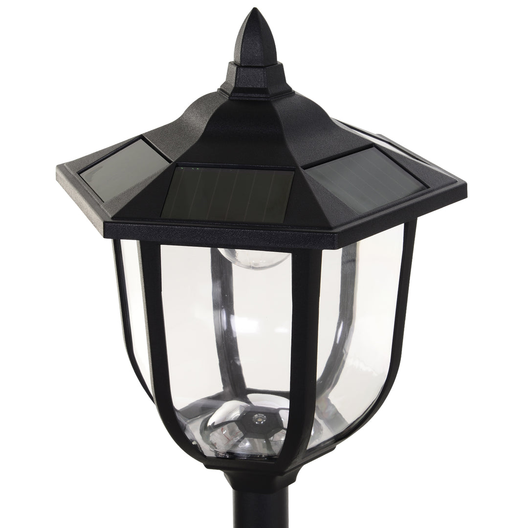 Solar led havelanterne, plastiklanterne, udendørslampe til indendørs og udendørs brug, 177 cm høj, havelampe, 30/60 lumen, til havealtandekoration, sort