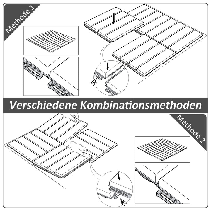 Terrassefliser 30 x 30 cm, 9 stk., 0,81 m², klikfliser, balkonfliser med kliksystem, dræningsfunktion, gulvflise til terrasse/altan, mørkegrå