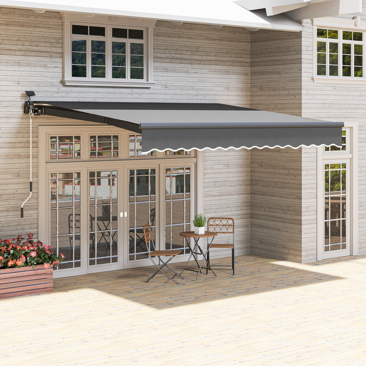 Klemmemarkise med håndsving solcellelampe leddelt armmarkise markise solbeskyttelse uv 50+ 400 cm bred grå