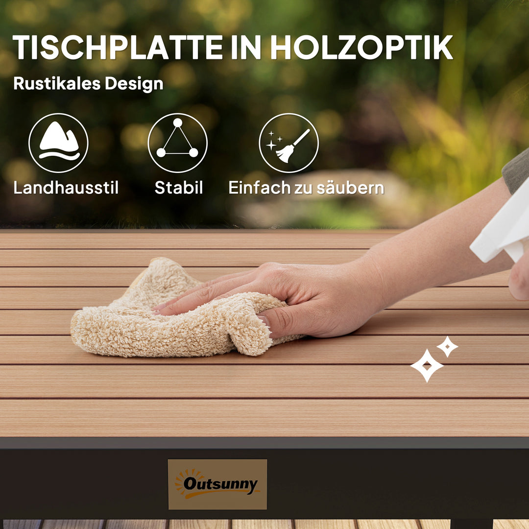 Havebord, plastik, 78 x 78 x 74 cm, vejrbestandig, aluminiumsstel; buffetbord, campingbord til 4 personer, balkonbord, havebord, udendørs spisebord til haven, terrasse, altan, sort