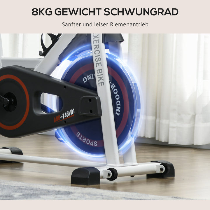 Ergometer, justerbar modstand, op til 120 kg, stål, l103 x b53 x h100-114 cm, hvid/sort
