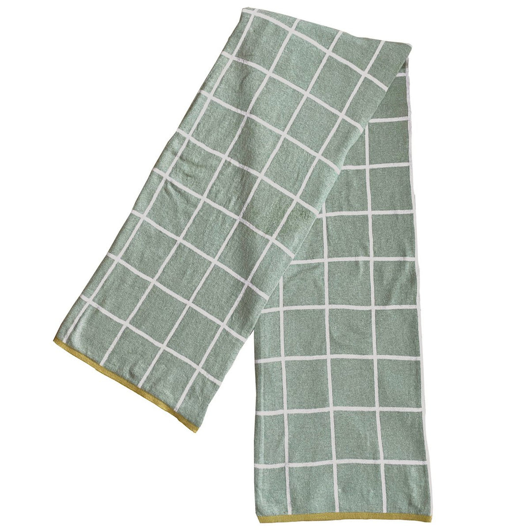 Todden Green Jacquard slumretæppe – Blødt børstet bomuld