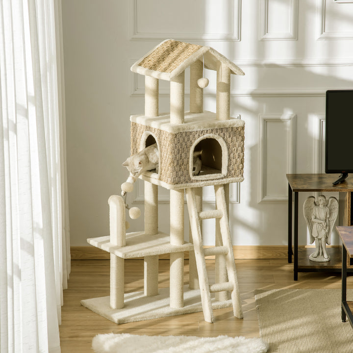 Kradsetræ med kattehule inklusive sisal plyslegetøj khaki + beige + kaffe