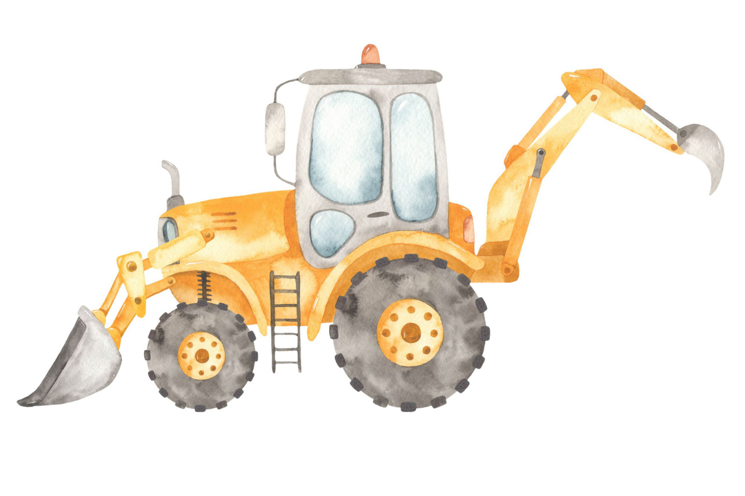 Børneseng LUK 160x80 med gelænder - Gravemaskine