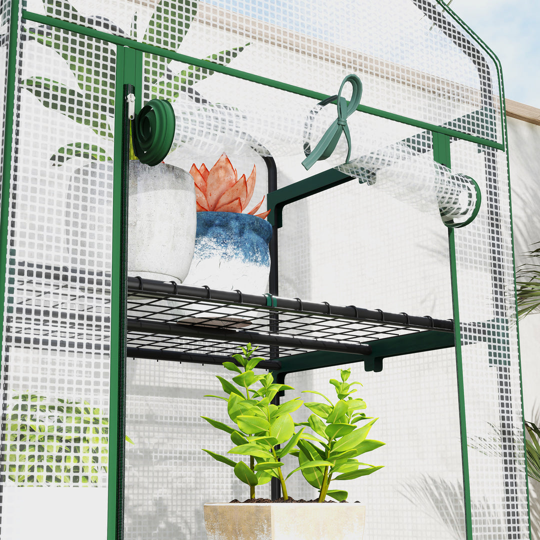 Minidrivhus til blomster eller grøntsager, stål, plastik, 69l x 49b x 193h cm, hvid
