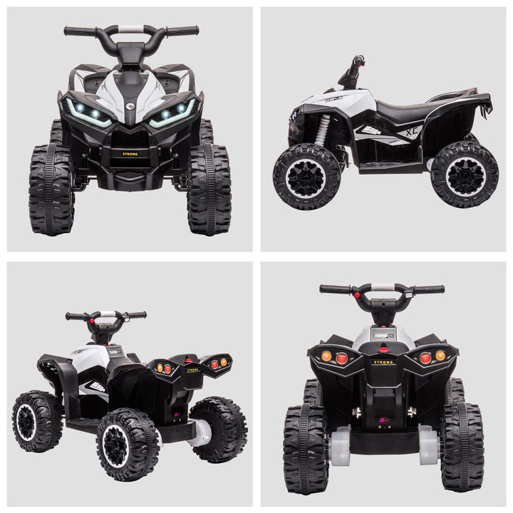 Børne ATV elektrisk kørebil, 6 km/t, lyd- og lyseffekter, 83 cm x 53 cm x 55,5 cm, sort + hvid