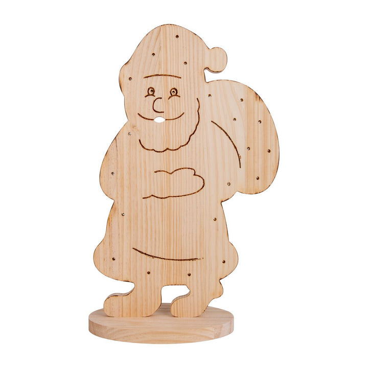 LED Wood Decolum "Santa" Stor, julepynt lavet af træ i naturen, med fast bygget - In Lyss, til det udendørs område - Klassisk - Dekoration - Træ - Natur - Ingen information - Juledekoration udenfor