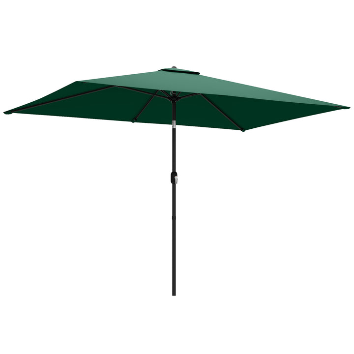 Parasol 300 x 200 cm, vipbar balkonparasol med håndsving og beskyttelsesovertræk, grøn