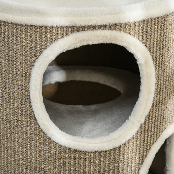 Kradsetønde til katte, blødt plys, sisal kradsetæppe, robust, 38 x 70 cm, brun