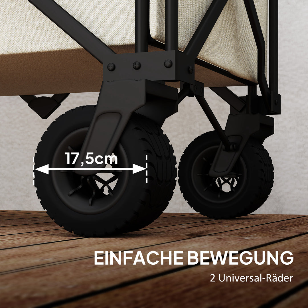 Havevogn, 100 kg lasteevne, foldbar transportvogn med aftagelig presenning, 90 x 48 x 92 cm, beige