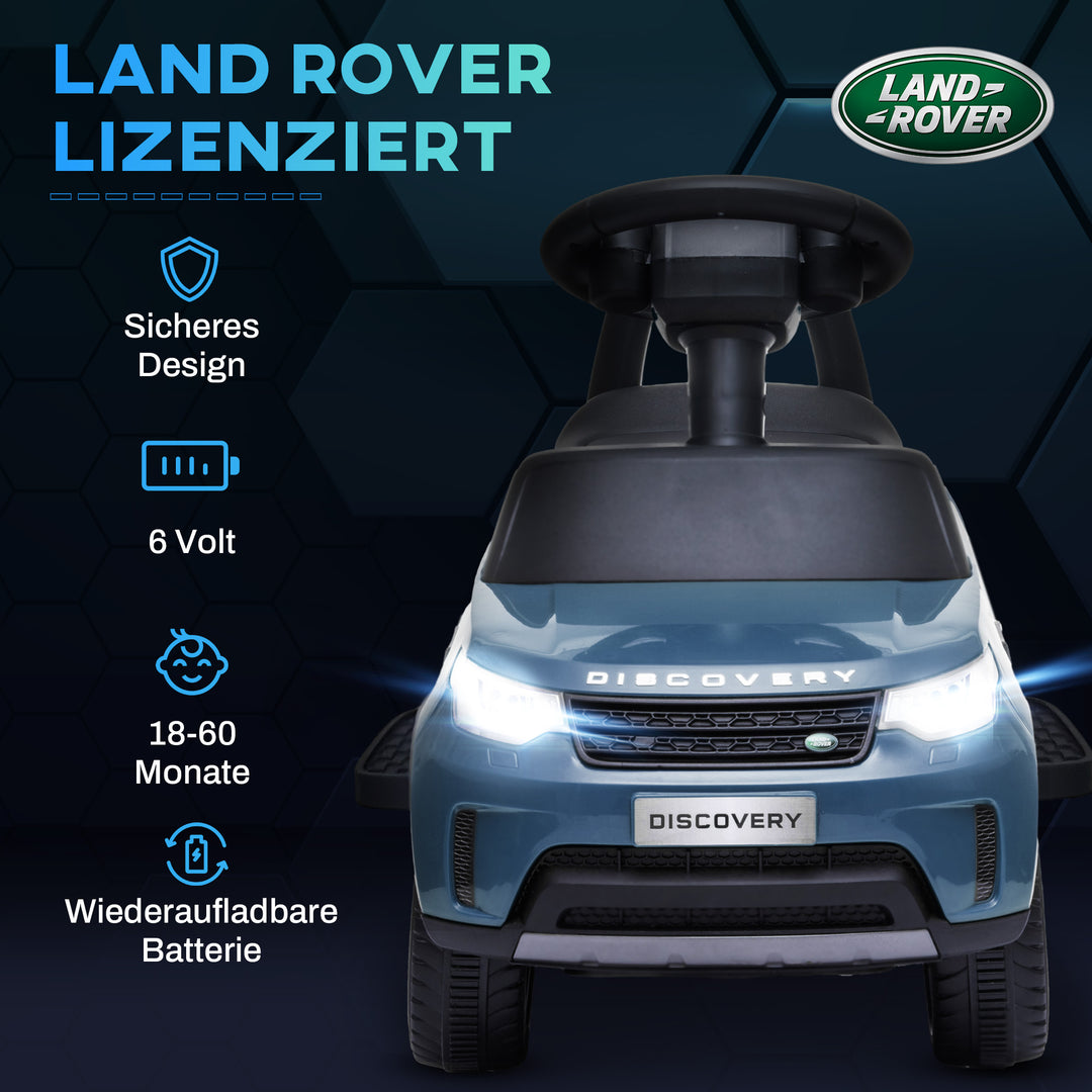 Elektrisk børnebil 6v, land rover, køre-/skubbetilstand, forlygter, musik, lyseblå