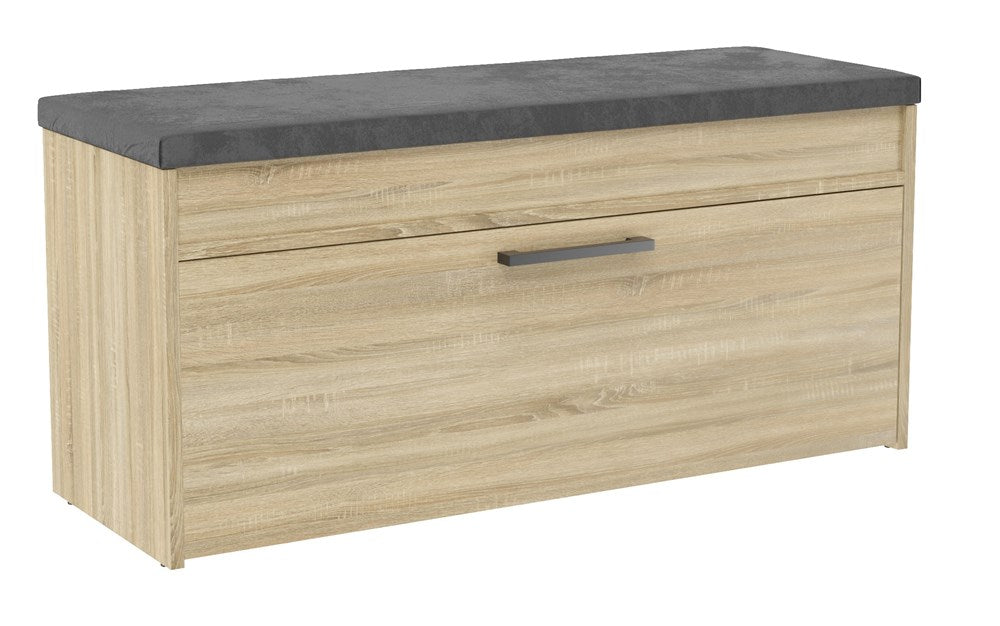 Skobænk med siddeplads og opbevaringsrum, japandi-stil, Dybde: 35 cm Bredde: 100 cm Højde: 49 cm