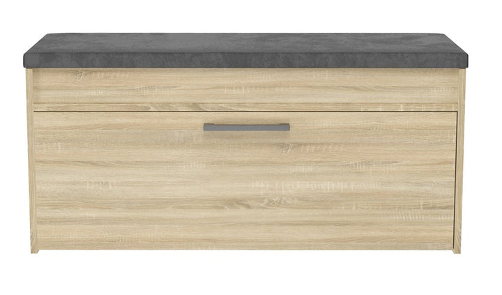 Skobænk med siddeplads og opbevaringsrum, japandi-stil, Dybde: 35 cm Bredde: 100 cm Højde: 49 cm