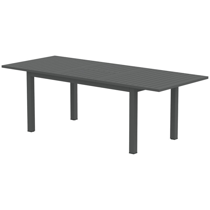 Udvidet havebord 160/220x90cm, aluminium spisebord til 6-8 personer, vejrbestandigt, lameldesign til haven, grå