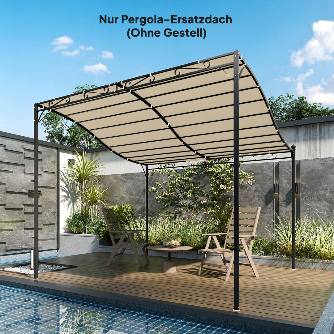 Udskiftningstag til pergola, solsejl til terrassetag, udskiftningstagpresenning til 3 x 3 m pavillon, 298 x 293 cm, cremehvid