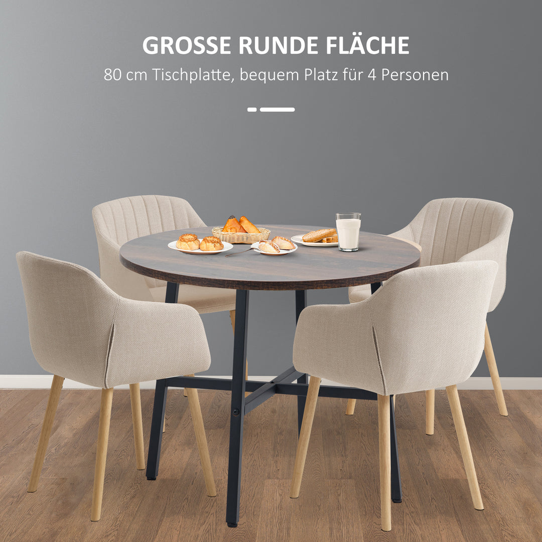 Spisebord køkkenbord, stort bord, industrielt design, rustikt design, 80 x 76 cm, brun