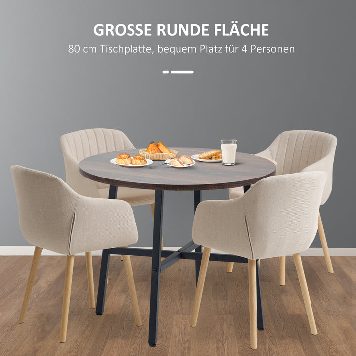 Spisebord køkkenbord, stort bord, industrielt design, rustikt design, 80 x 76 cm, brun