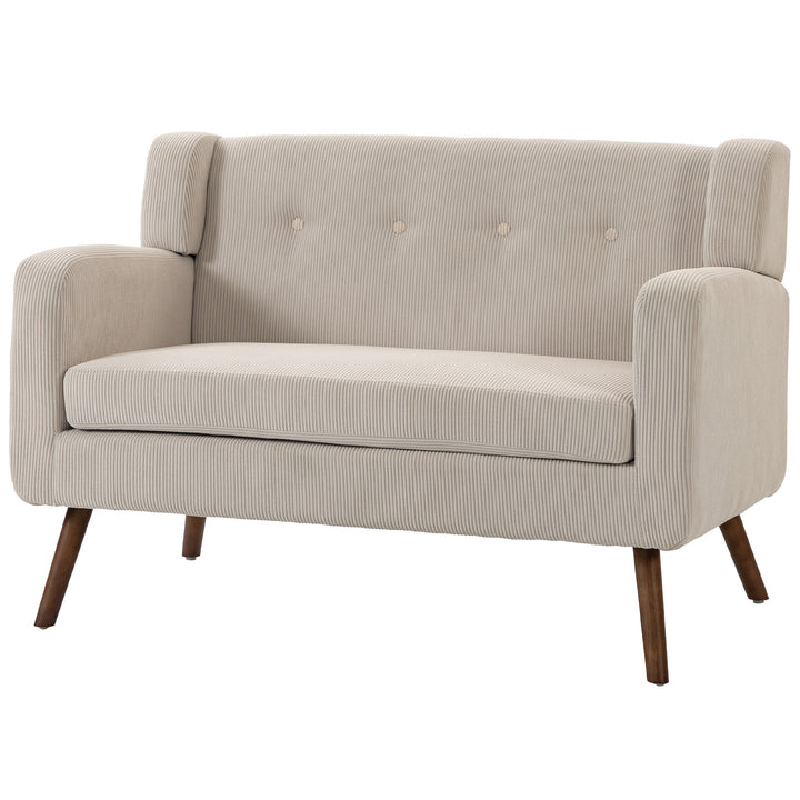 2-personers sofa, 118 cm, lille sofa med fløjlslook, beige