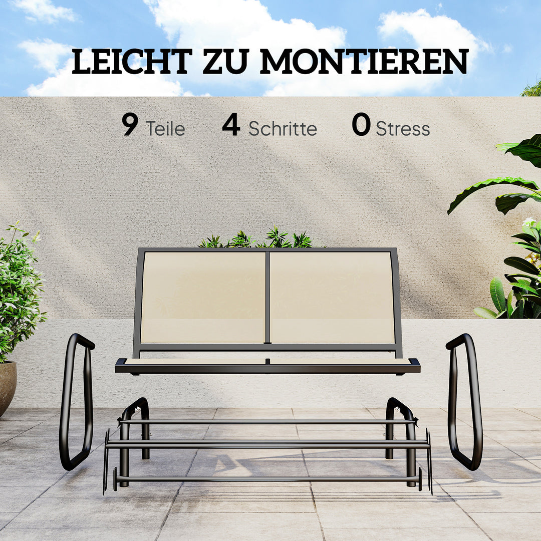 2-Personers gyngestol havebænk med vippemekanisme havegyngesæde lavet af metal parkbænk lasteevne op til 200 kg havemøbler til have, terrasse, 120 x 70 x 85 cm sort + beige