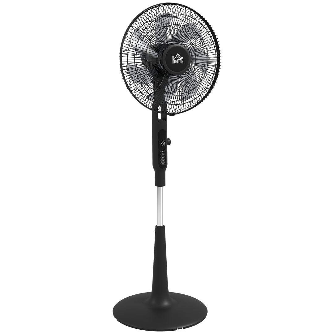 Stille piedestalventilator med fjernbetjening, 3 tilstande, 28 hastigheder, myggenet og oscillation, sort