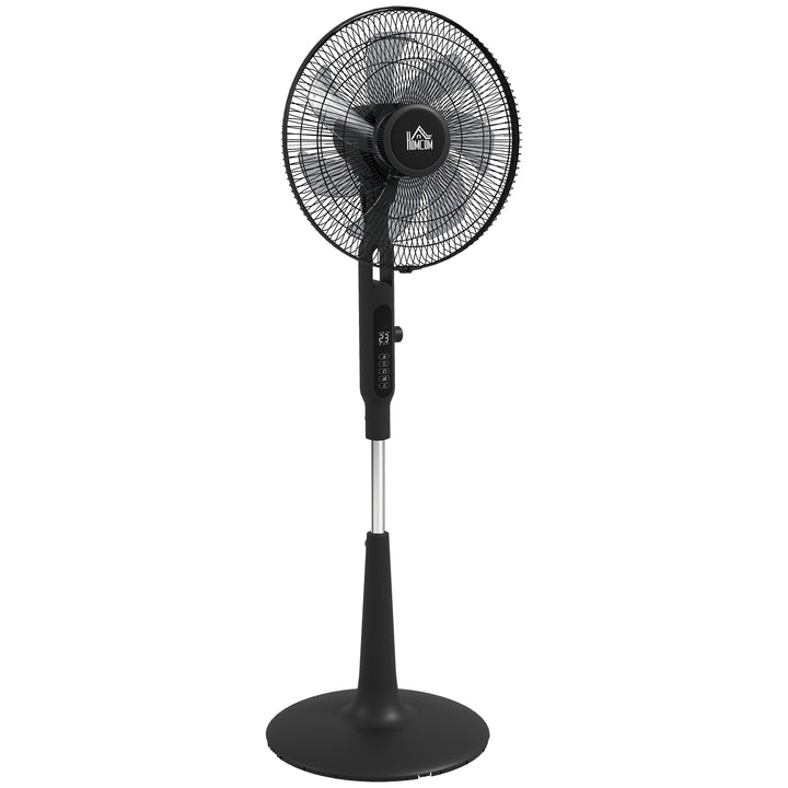 Stille piedestalventilator med fjernbetjening, 3 tilstande, 28 hastigheder, myggenet og oscillation, sort