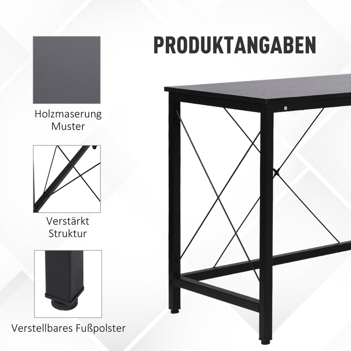 Computerbord l-formet hjørnebord mdf sort 150 x 150 x 76 cm