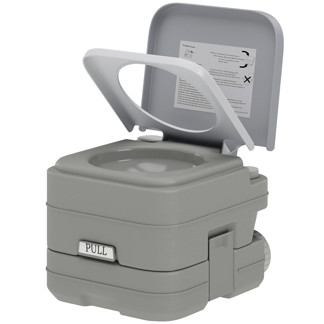 Udendørstoilet, transportabelt toilet, spildevandstank, skylletank, plastik, låg, grå
