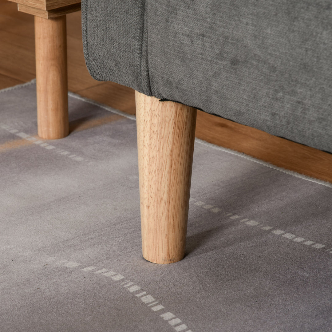 3-Personers sofa, sofa med opbevaringsplads, træben, polstret sofa med fløjlslook til stue, soveværelse, 166,5 x 62 x 82 cm, grå
