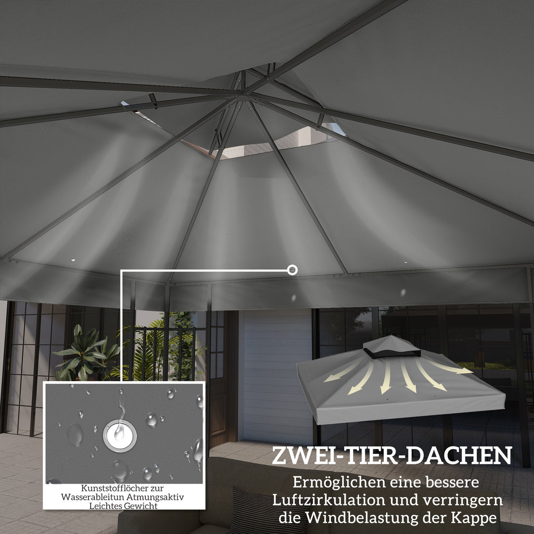 3 x 3 m udskiftningstag til pavillon, udskiftningspresenning til pavillon med drænhuller, UPF30+, solbeskyttelse, mørkegrå