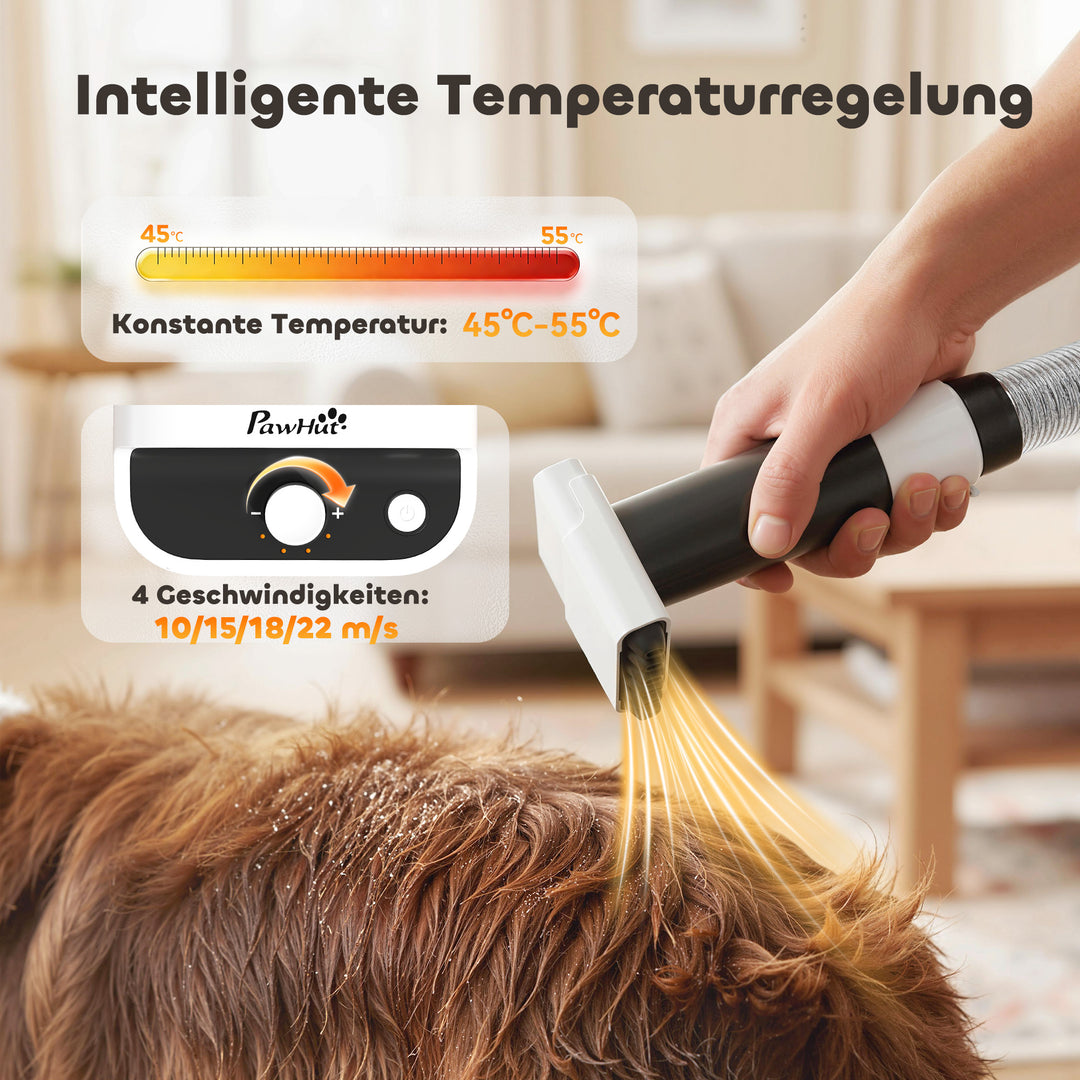 Hundeklippere med støvsuger, støjsvage klippere med 5 plejeværktøjer til hunde, katte og kæledyr, hvid