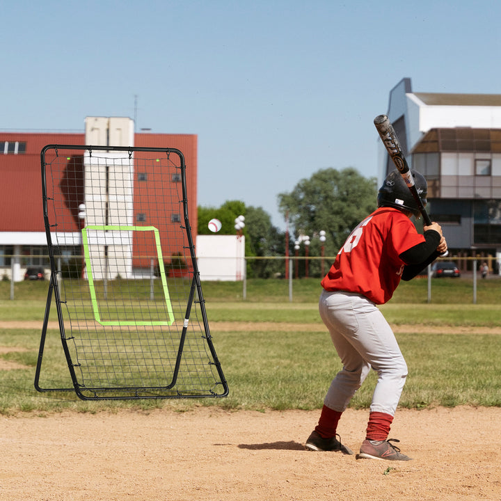 Rebounder til fodbold reboundervæg bærbar med slagzone reboundnet kickback reboundvæg reboundvæg til baseball basketball fodboldmål til børn og unge træning 75x126cm, sort