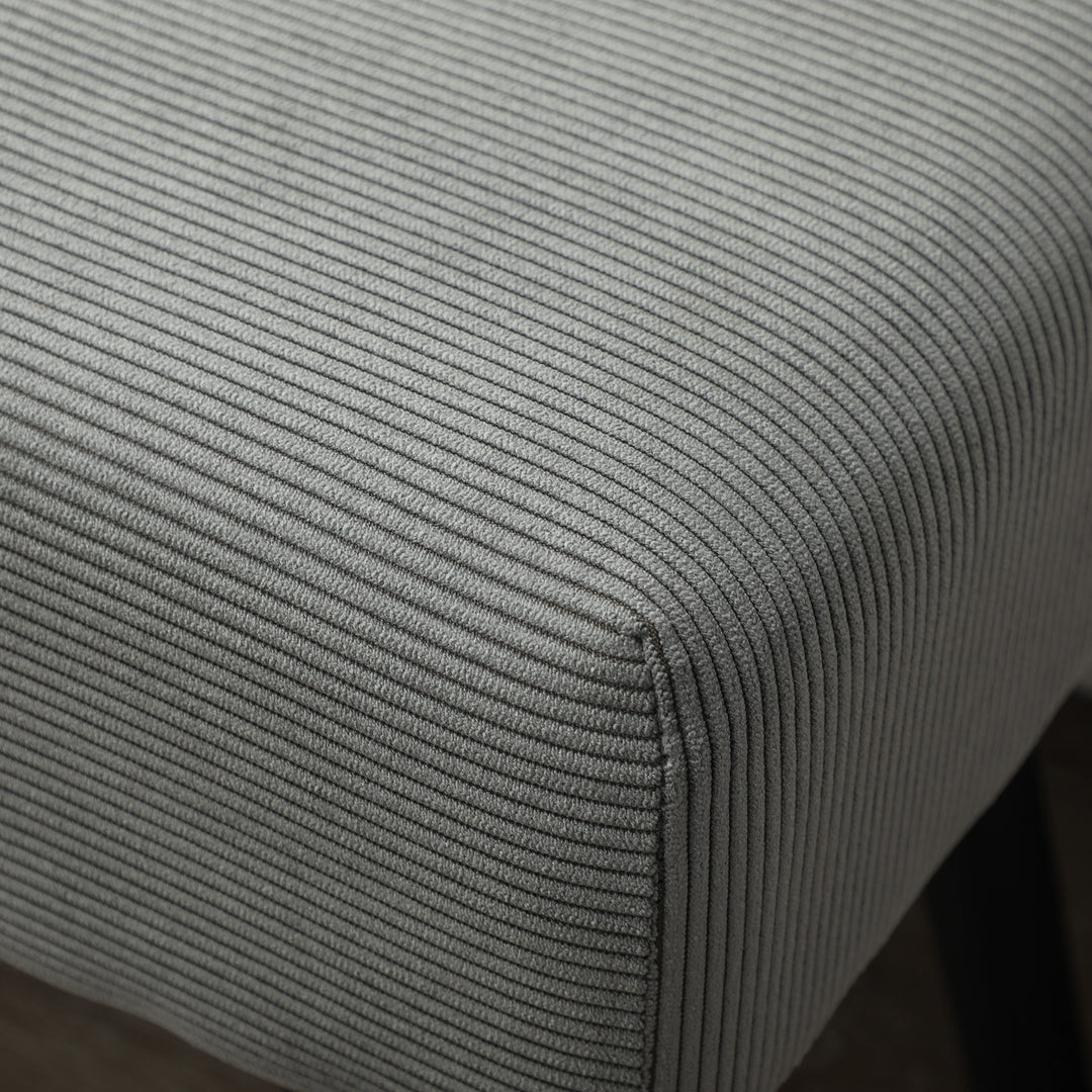 Polstret bænk med snorbetræk, sengebænk med metalben, skobænk 100 x 36 x 45 cm grå