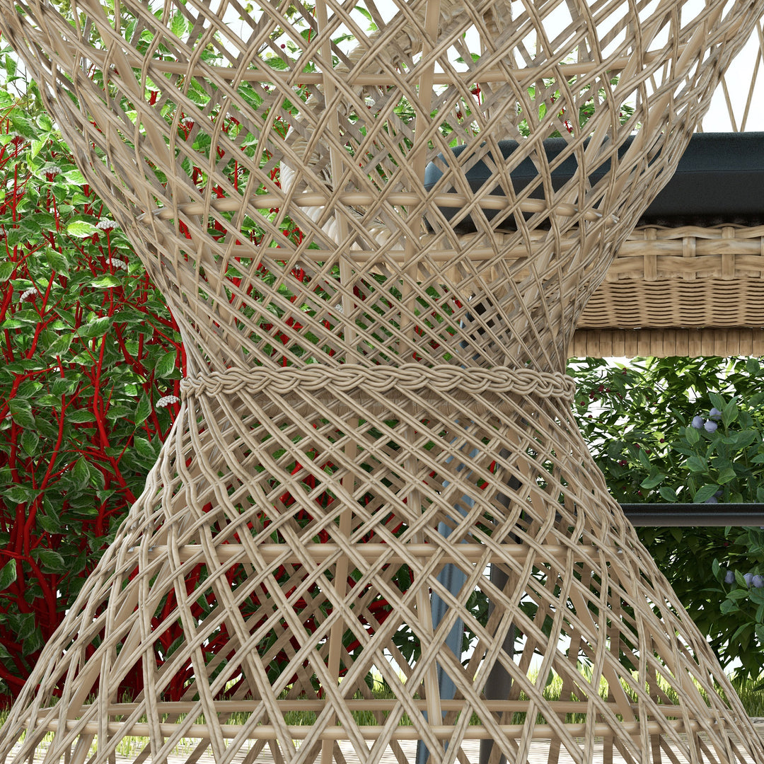 Sofabord/sidebord, boho design, glasplade, PE-rattan, 45 cm x 45 cm x 52 cm, natur