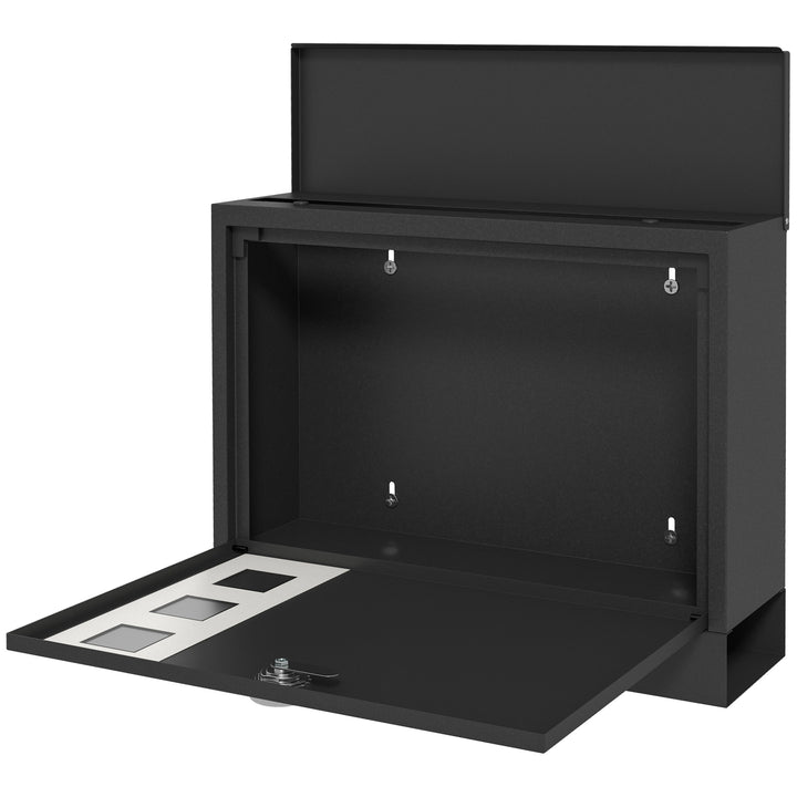 Postkasse metalpostkasse, moderne, låsbar, 36,5 x 11,5 x 29 cm, sort